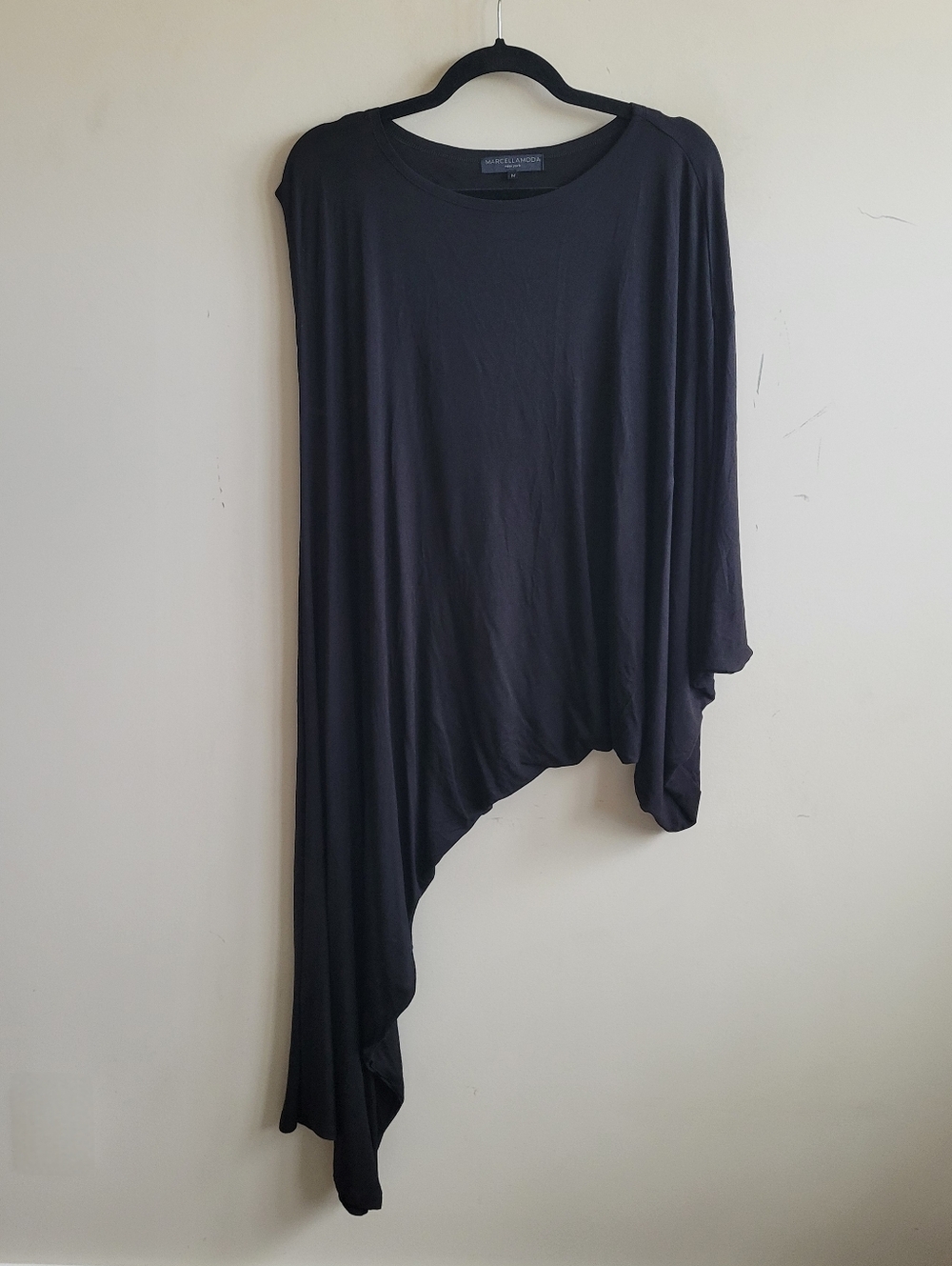 Marcella Moda One Sleeve Drape Dress Black